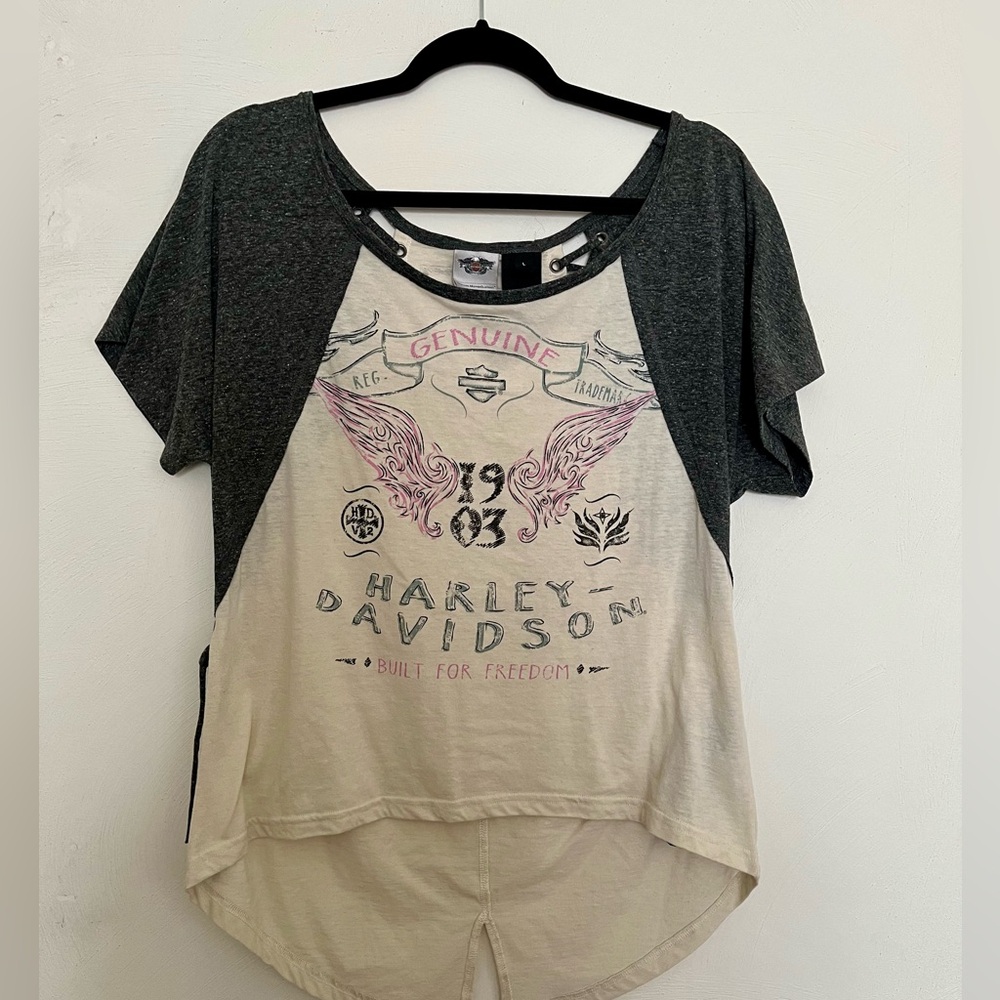 Harley-Davidson Black and Cream Tee